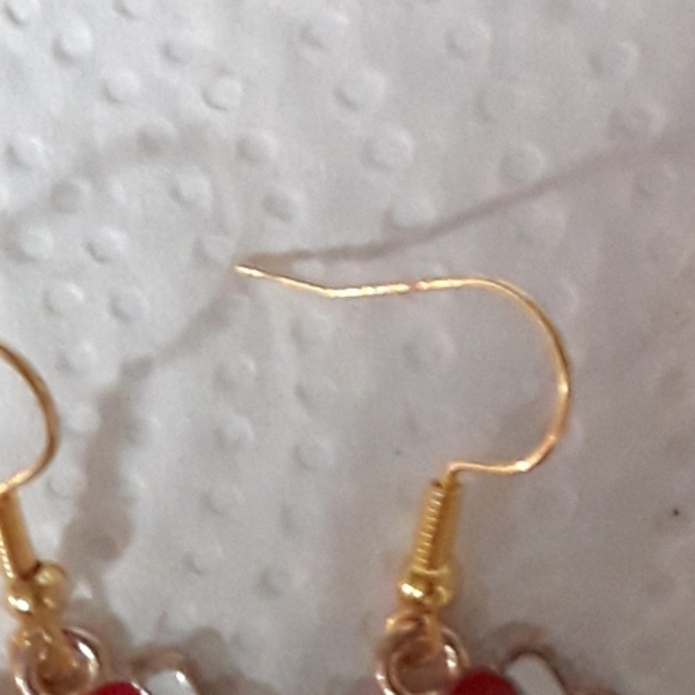 Hello Kitty Black Cat Pumpkin Charm Dangle Earrings Gold Enamel SS NEW Handmade - Picture 3 of 7